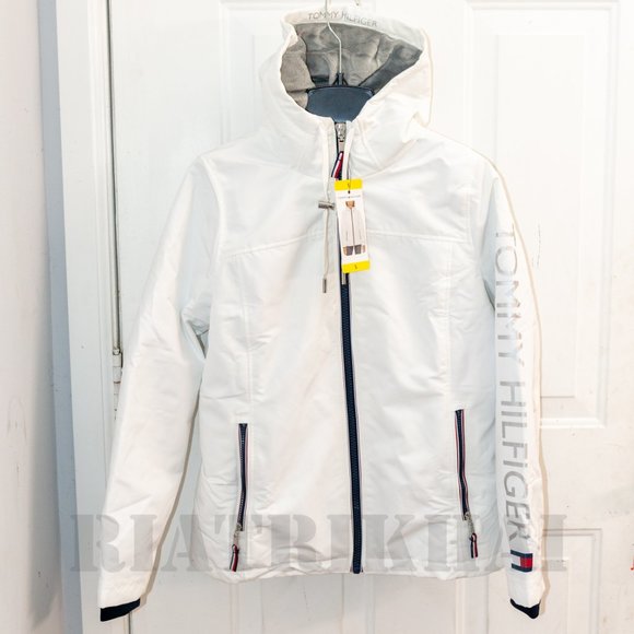 NWT Women's Softshell Hooded Lined Jacket White Tommy Hilfiger - Picture 3 of 11